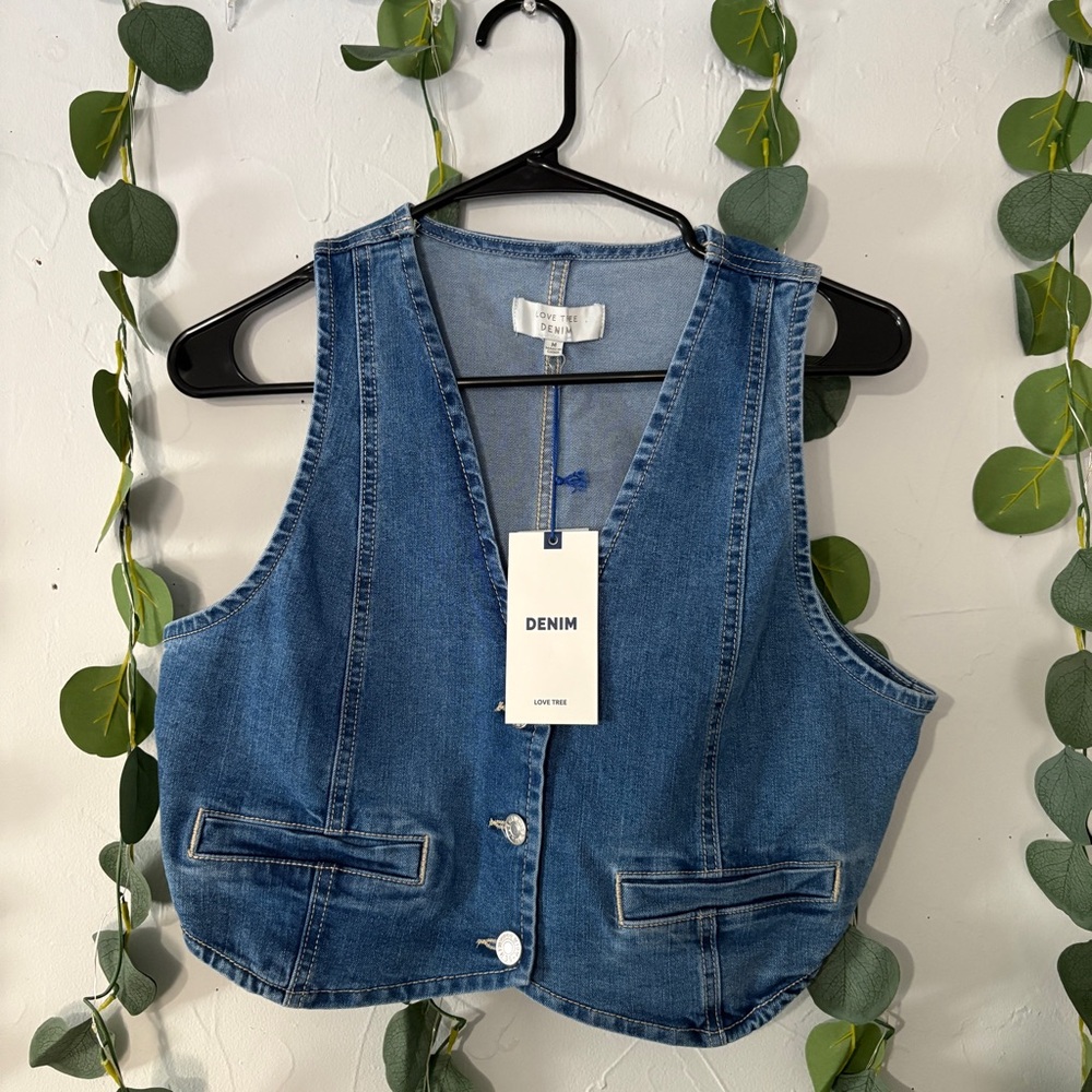 Love Tree Blue Denim Vest
